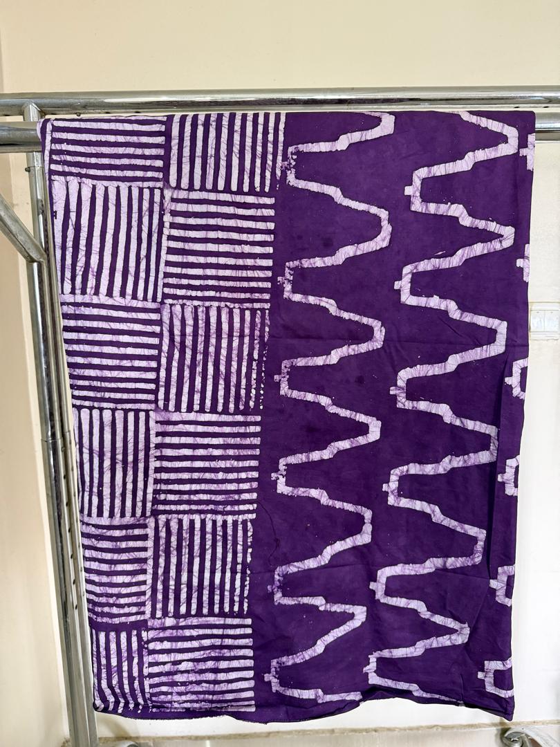 Three patterns in one Cotton Adire Fabric